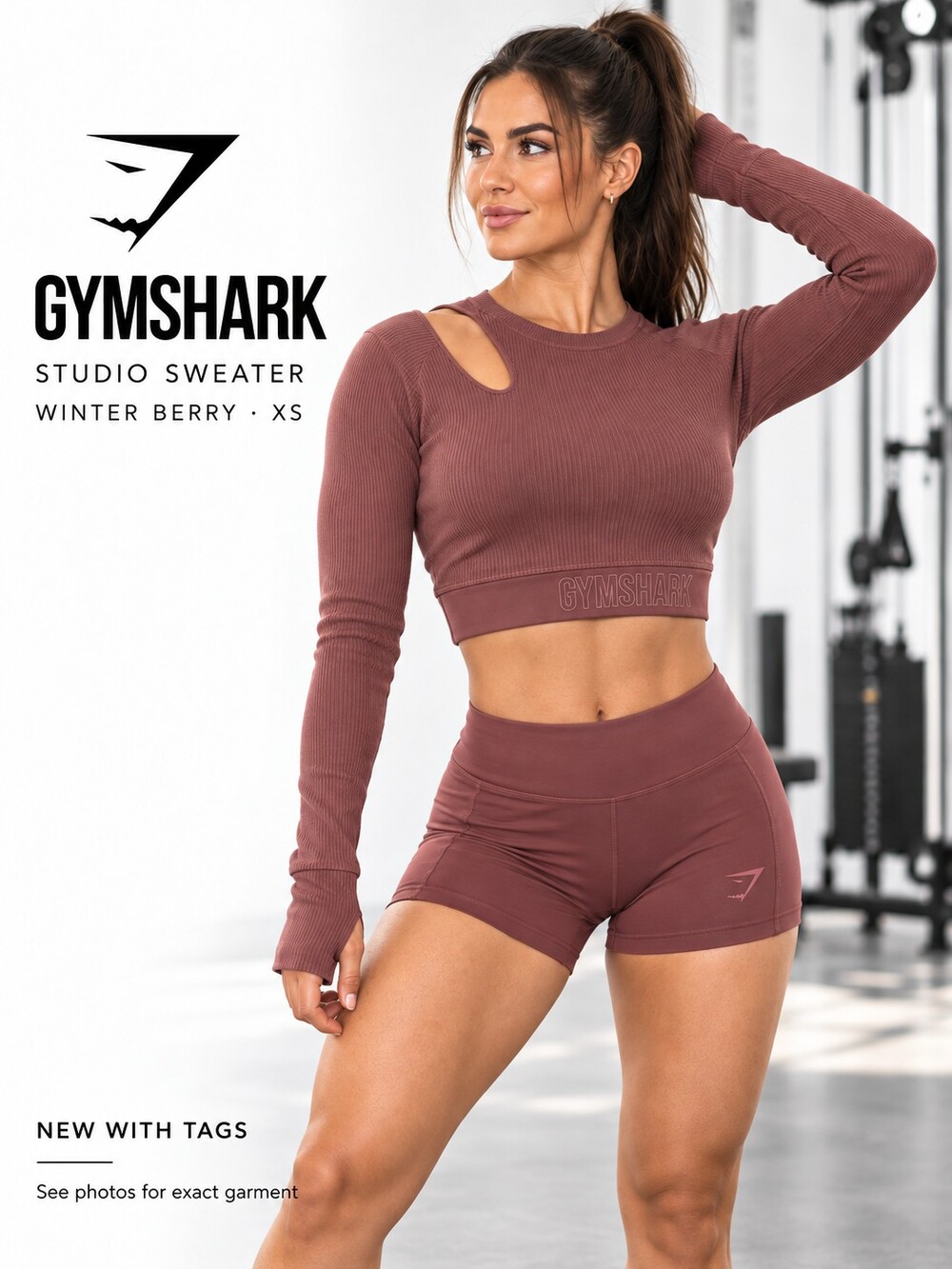 Gymshark Studio Sweater Ribbed Long Sleeve Top in Pink XS NWT